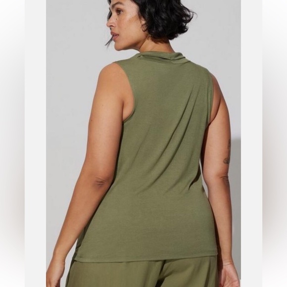 SOLD Torrid Studio Tissue Jersey Drape Neck Tank Olive Green Plus Size 2 - Picture 2 of 8